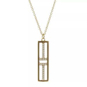 TIFFANY&Co. Necklace K18 Pink Gold diamond T TWO OPEN VERTICAL BAR used